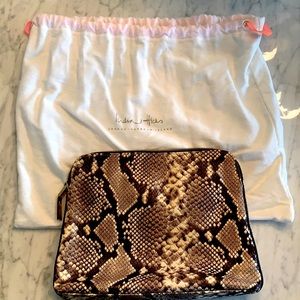 India Hicks bag faux Python linen interior